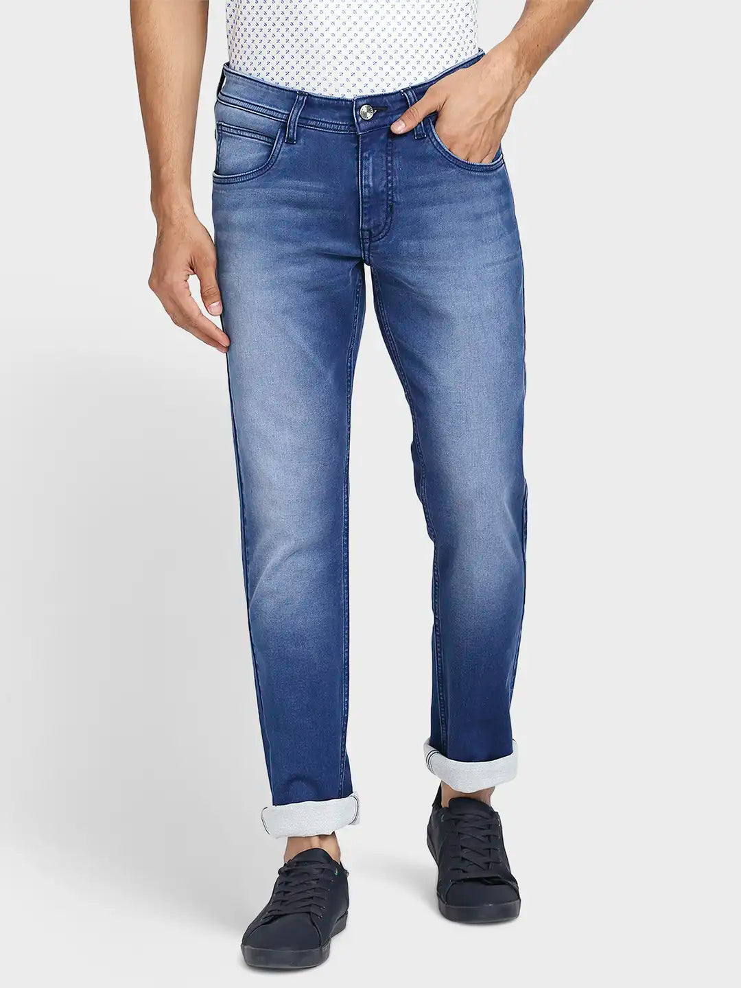 Men Tapered Fit Dark Blue Jeans