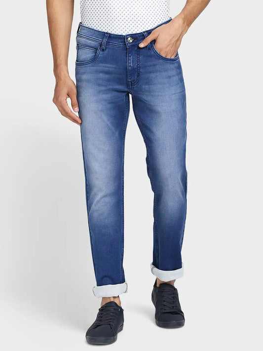 Men Tapered Fit Dark Blue Jeans