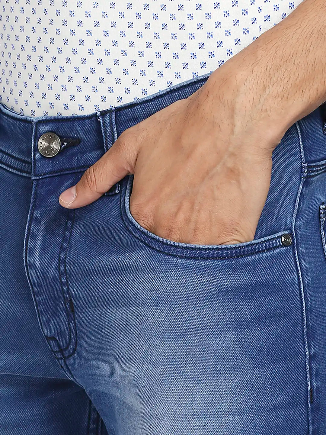 Men Tapered Fit Dark Blue Jeans