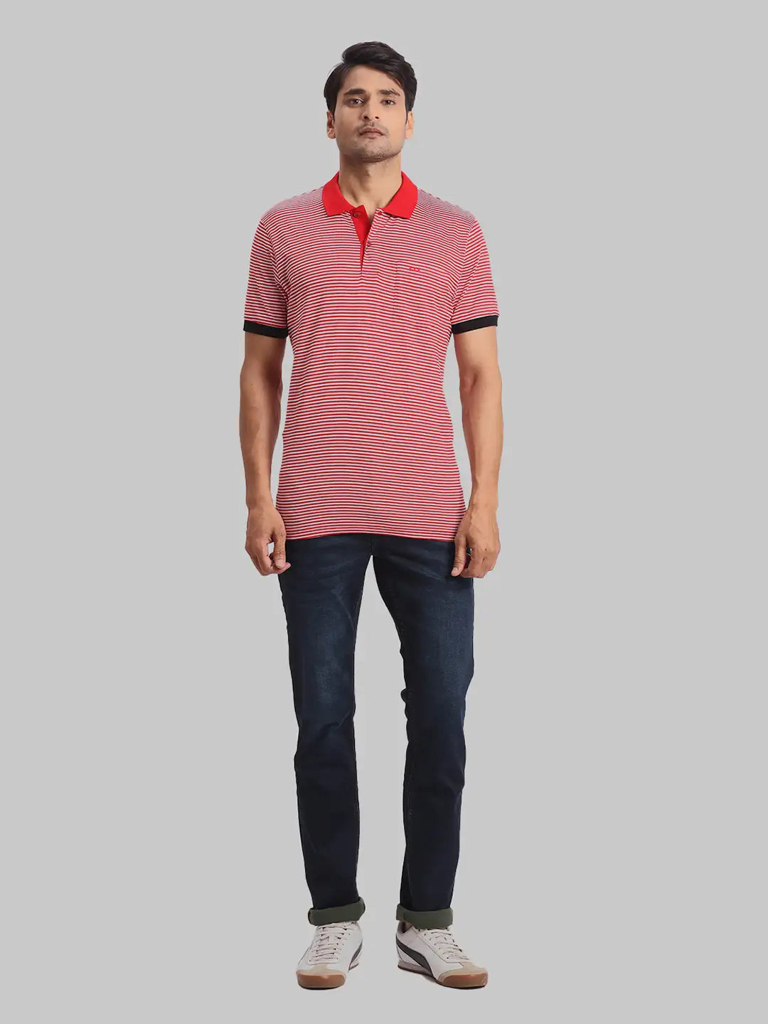 ColorPlus Tapered Fit Woven Design Medium Blue Jeans