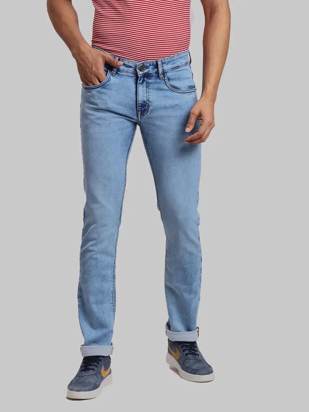 ColorPlus Tapered Fit Woven Design Dark Blue Jeans
