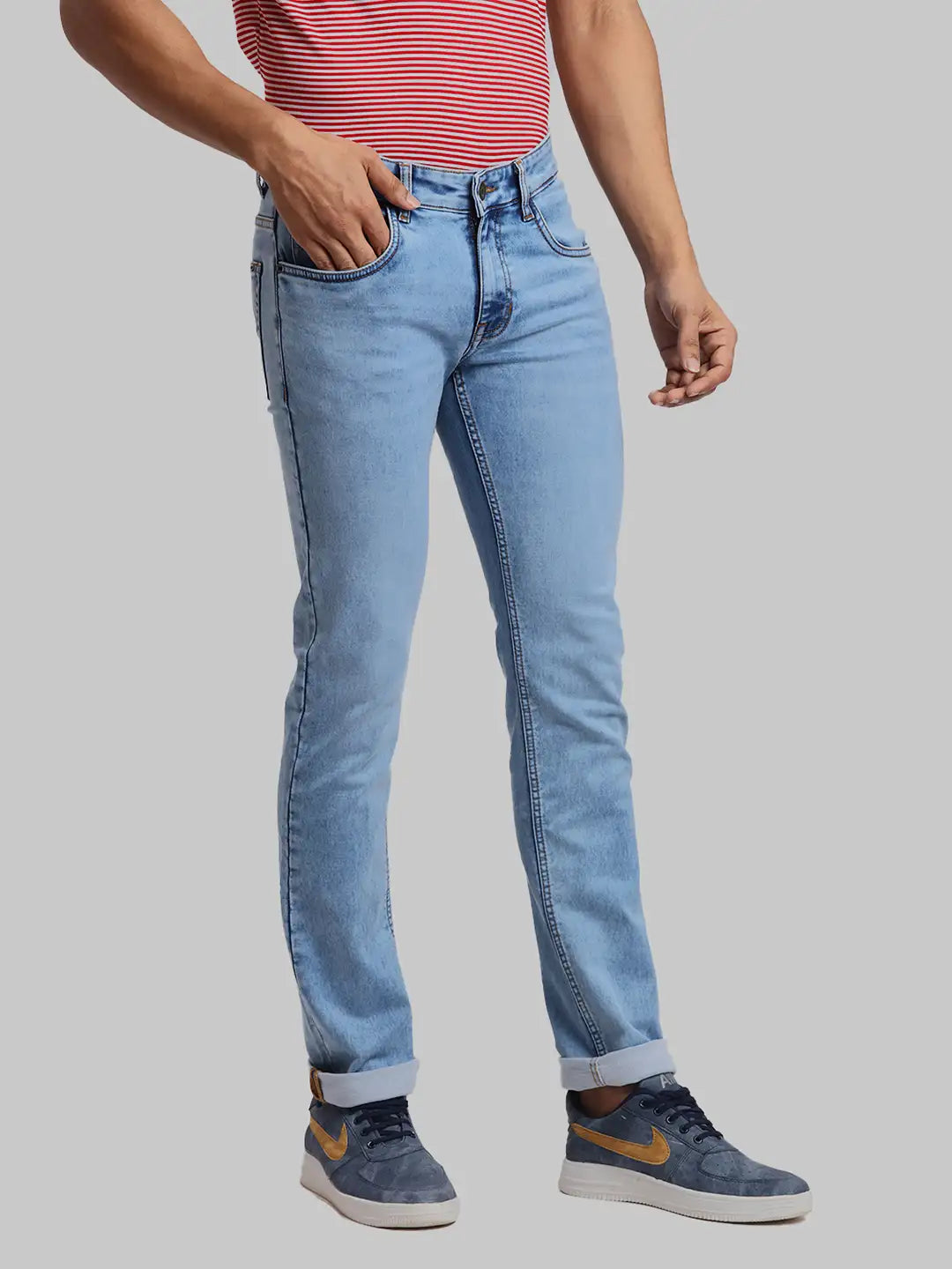 ColorPlus Tapered Fit Woven Design Dark Blue Jeans