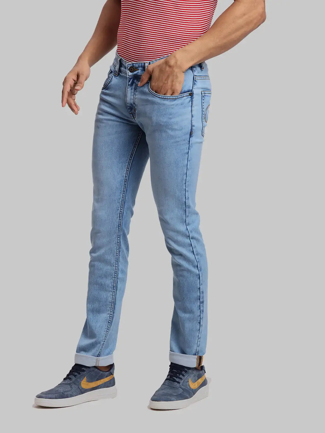 ColorPlus Tapered Fit Woven Design Dark Blue Jeans