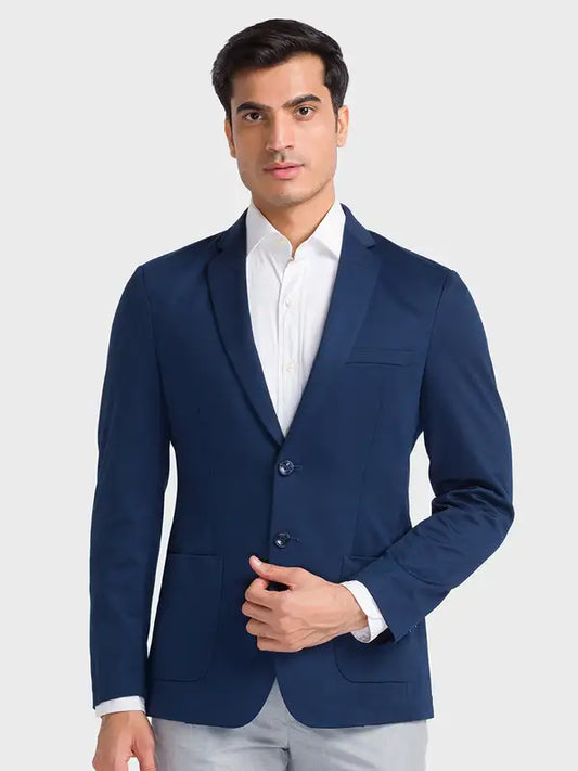 Men Regular Fit Grey Blazer