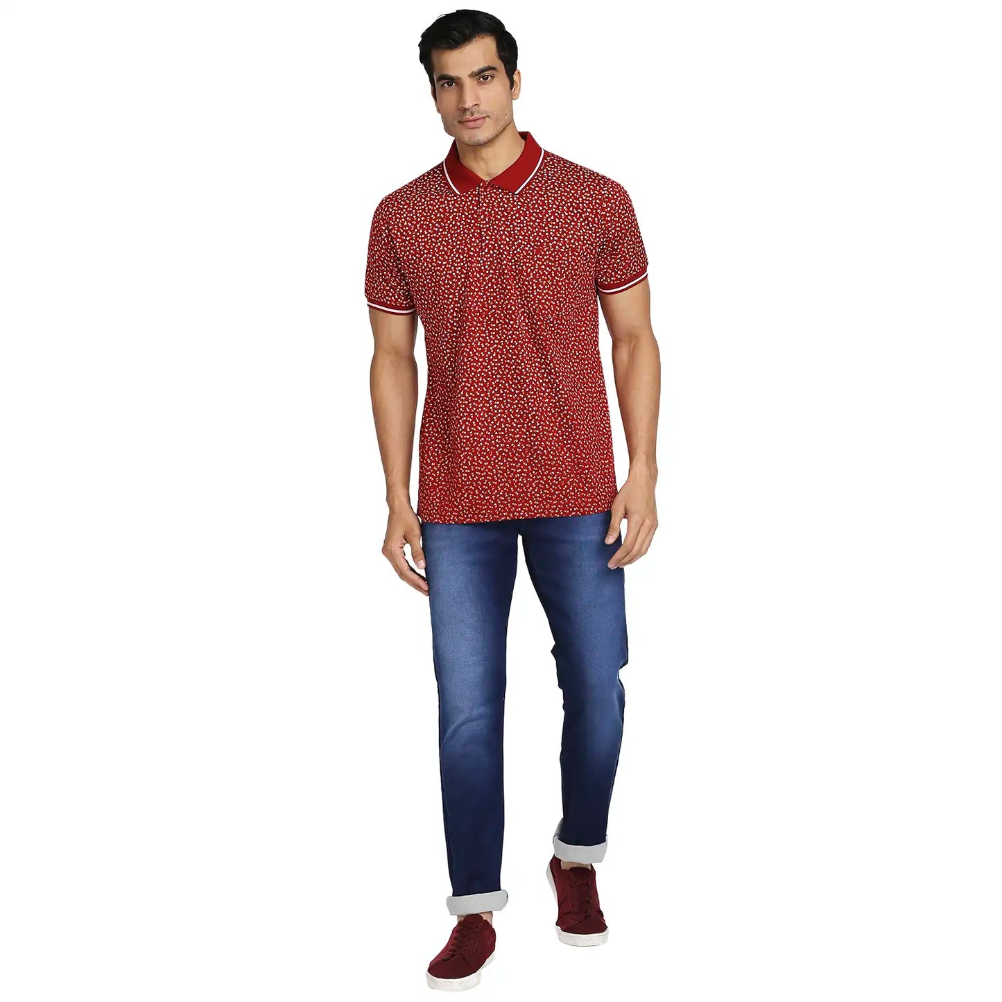 Men Regular Fit Navy Polo
