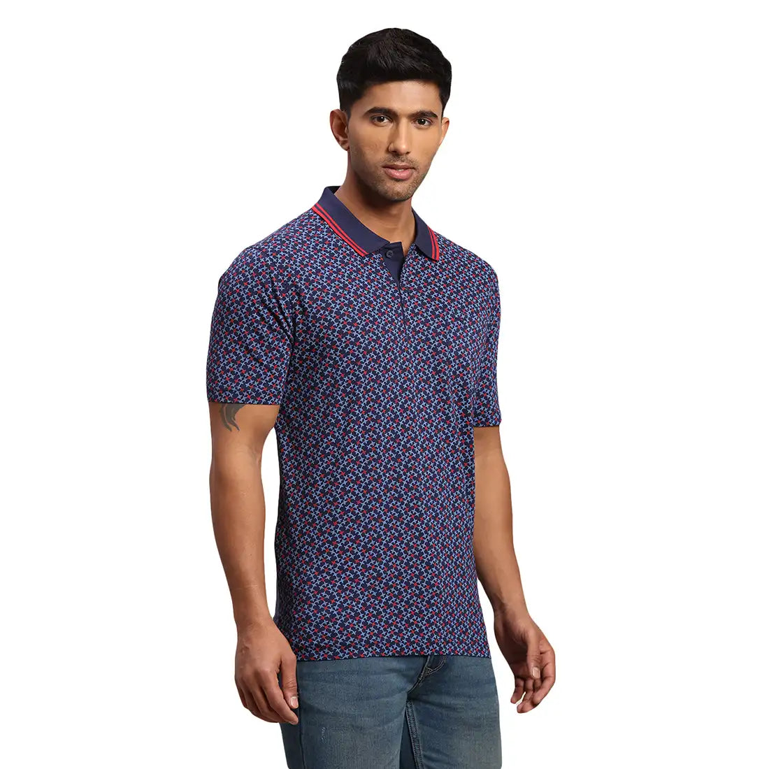 Men Tailored Fit Navy Polo
