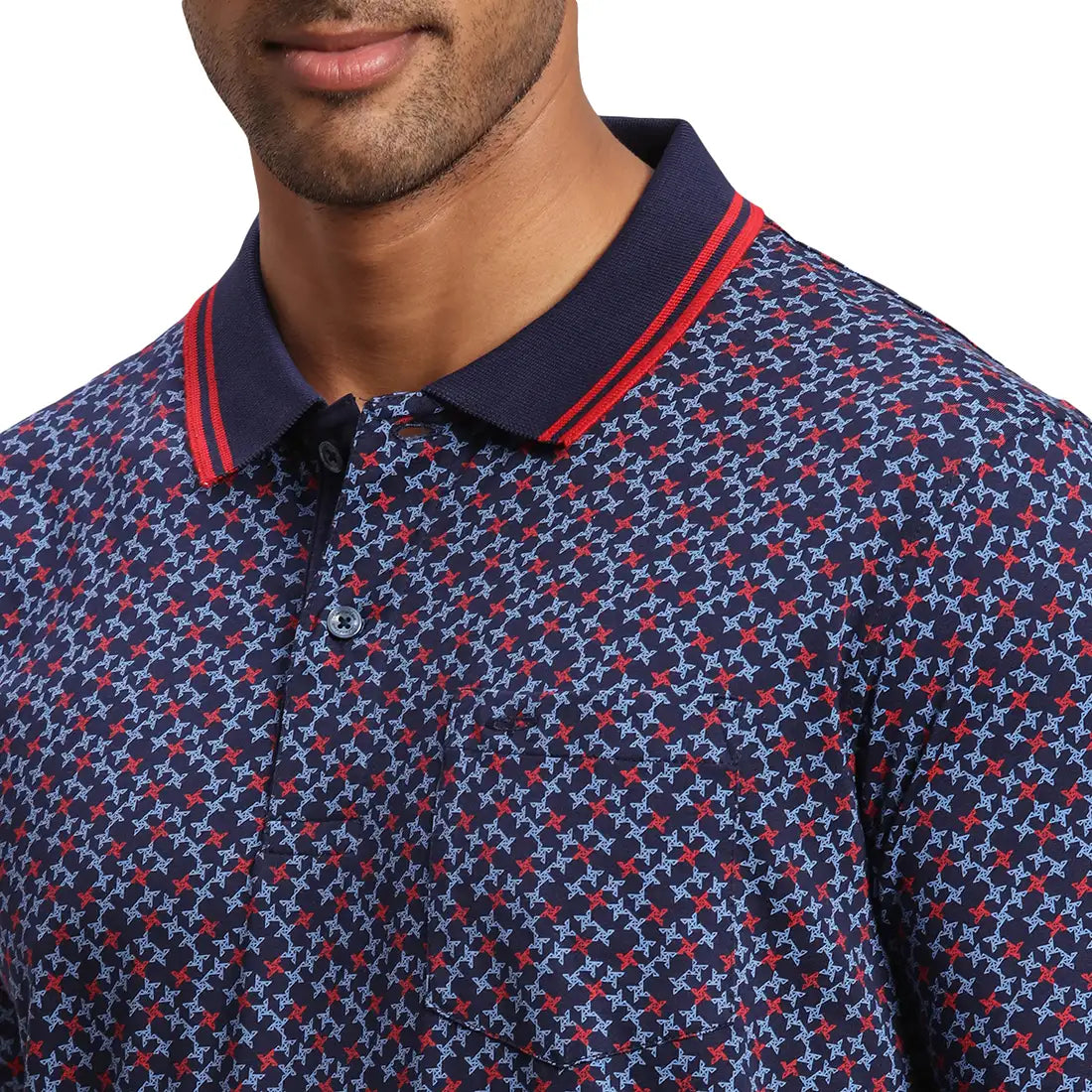 Men Tailored Fit Navy Polo