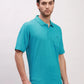 Colorplus Men Blue Solid Classic Fit Cotton Half Sleeve T-Shirt