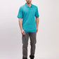 Colorplus Men Blue Solid Classic Fit Cotton Half Sleeve T-Shirt