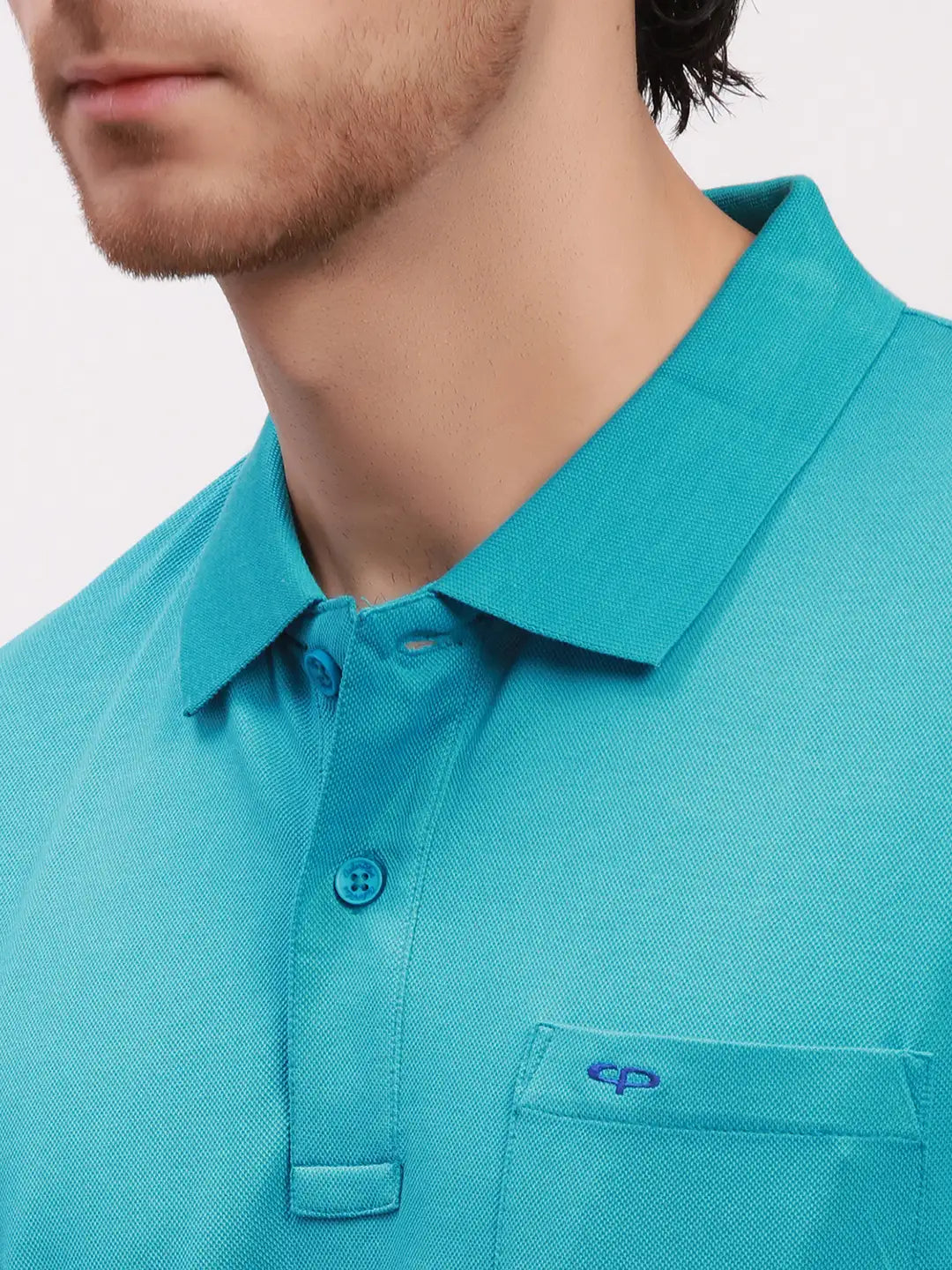 Colorplus Men Blue Solid Classic Fit Cotton Half Sleeve T-Shirt