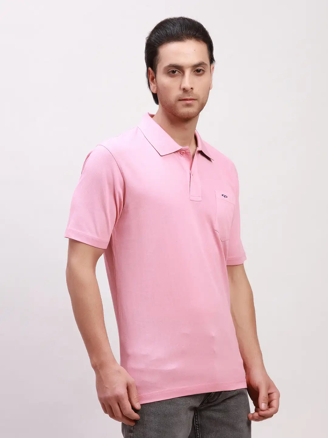 Colorplus Men Blue Solid Classic Fit Cotton Half Sleeve T-Shirt