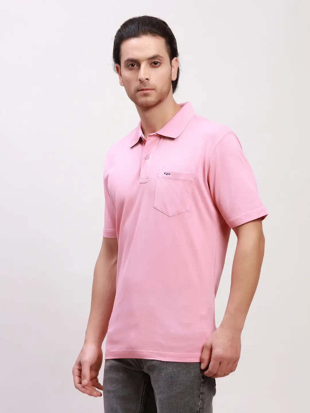 Colorplus Men Blue Solid Classic Fit Cotton Half Sleeve T-Shirt