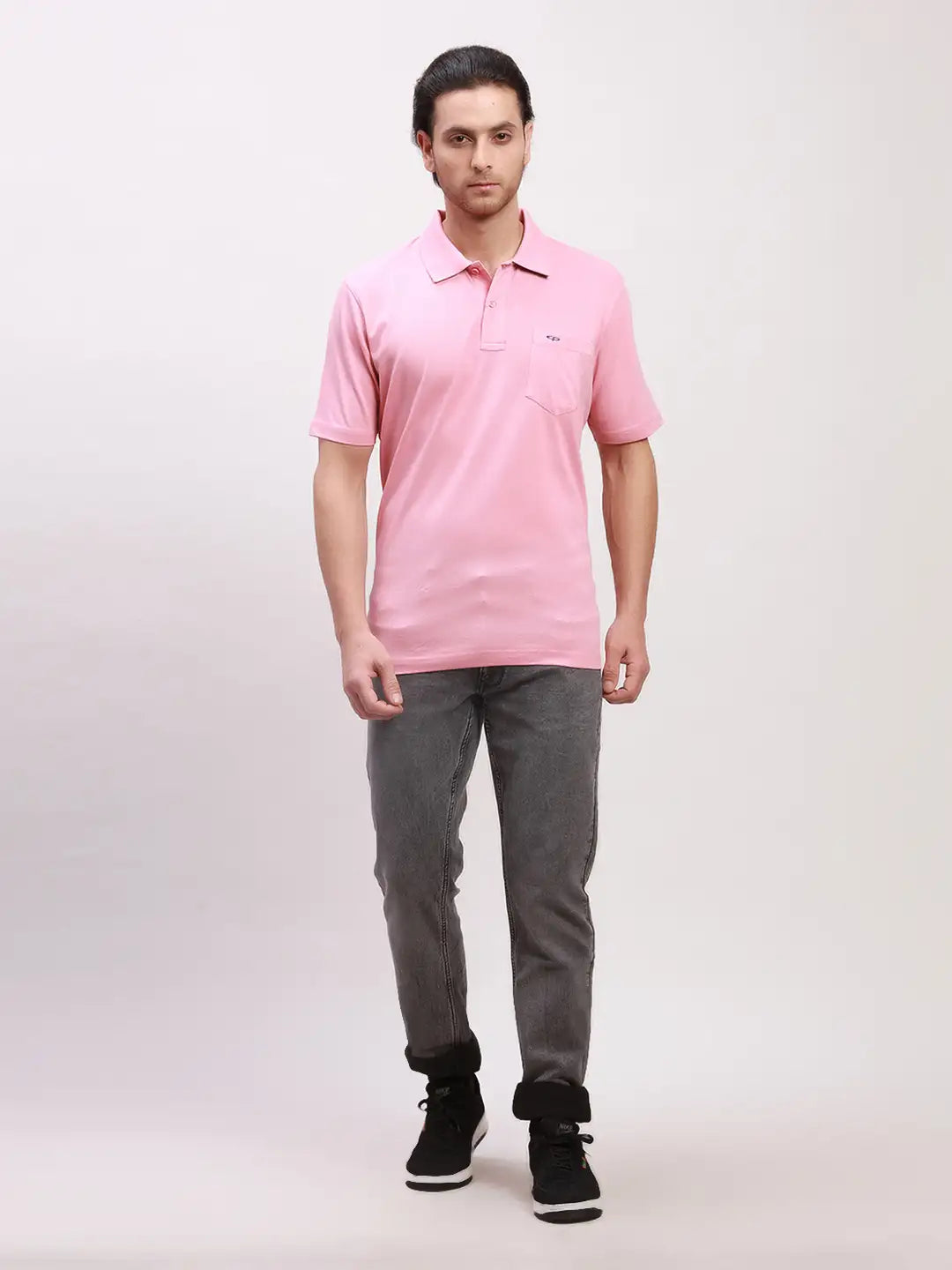 Colorplus Men Blue Solid Classic Fit Cotton Half Sleeve T-Shirt