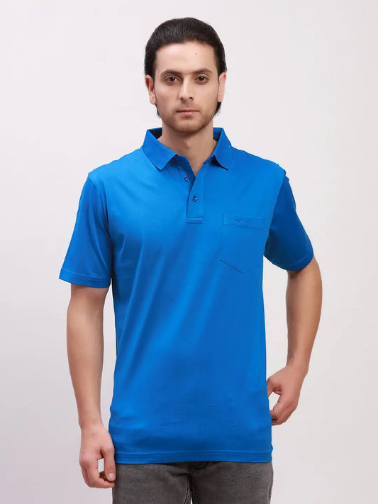 Colorplus Men Violet Solid Classic Fit Cotton Half Sleeve T-Shirt