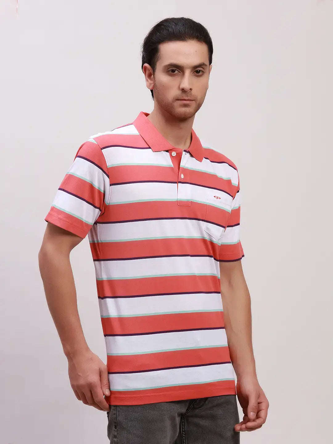 Colorplus Men Blue Print Classic Fit Cotton Half Sleeve T-Shirt