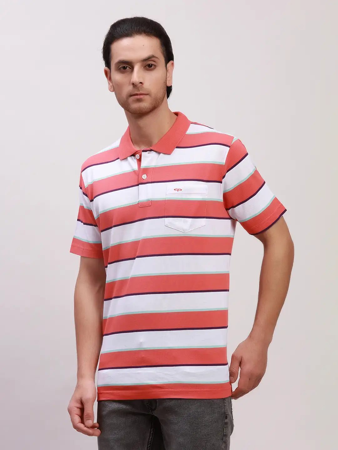 Colorplus Men Blue Print Classic Fit Cotton Half Sleeve T-Shirt