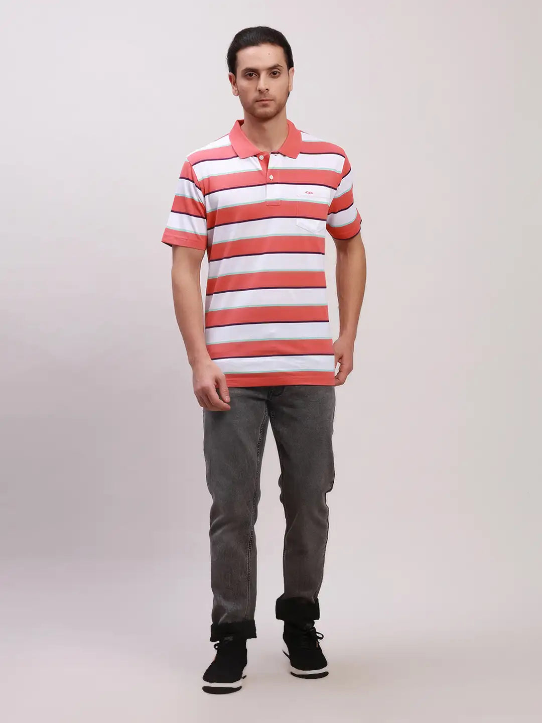 Colorplus Men Blue Print Classic Fit Cotton Half Sleeve T-Shirt