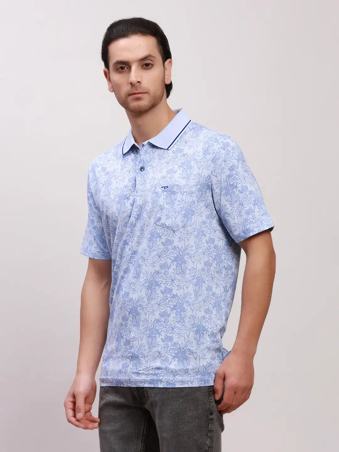 ColorPlus Men Red Print Tailored Fit Cotton Full Sleeve Shirts