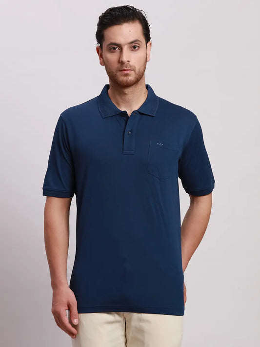 Men Black Classic Fit Solid Cotton Half Sleeve T-Shirt