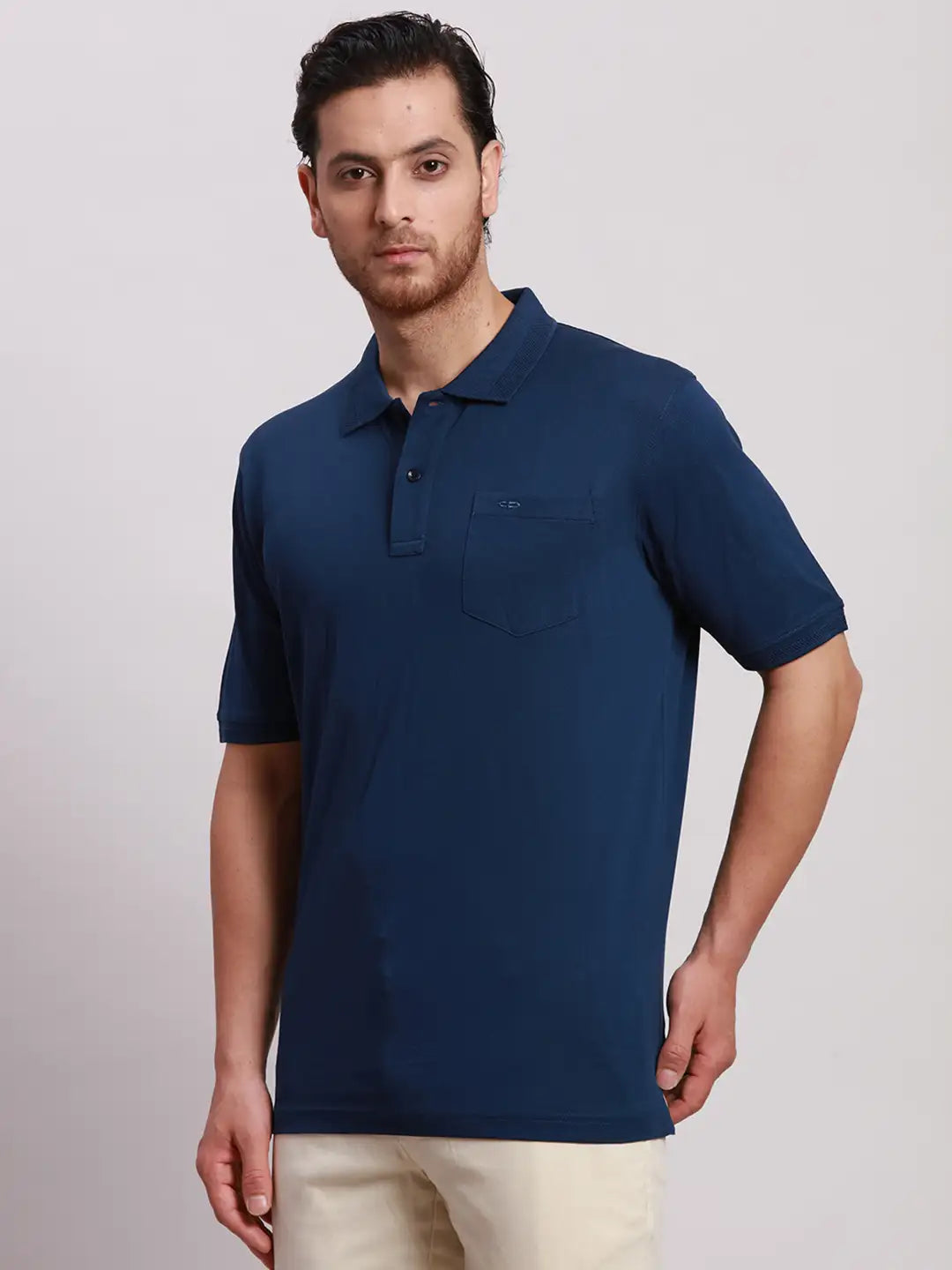 Men Black Classic Fit Solid Cotton Half Sleeve T-Shirt