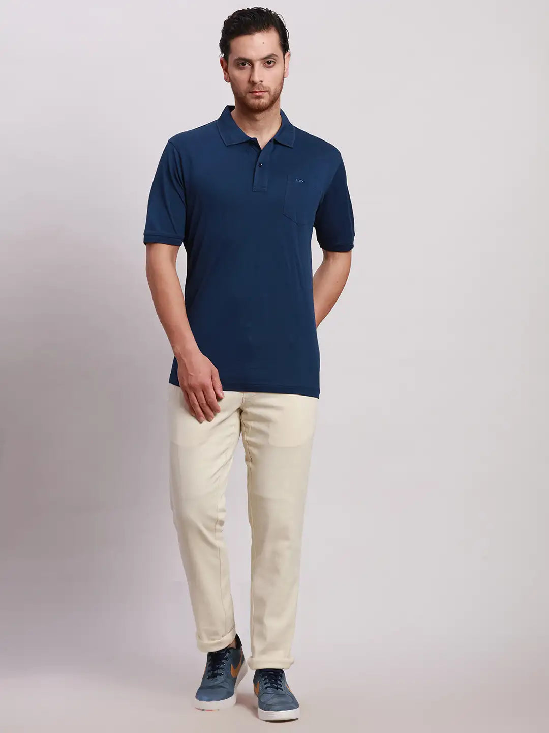 Men Black Classic Fit Solid Cotton Half Sleeve T-Shirt