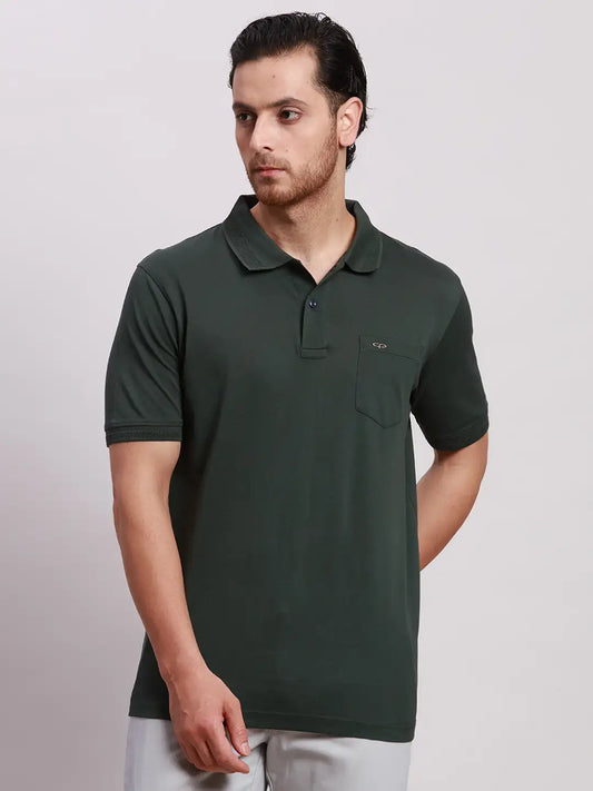 Men White Tailored Fit Solid Cotton Half Sleeve T-Shirt