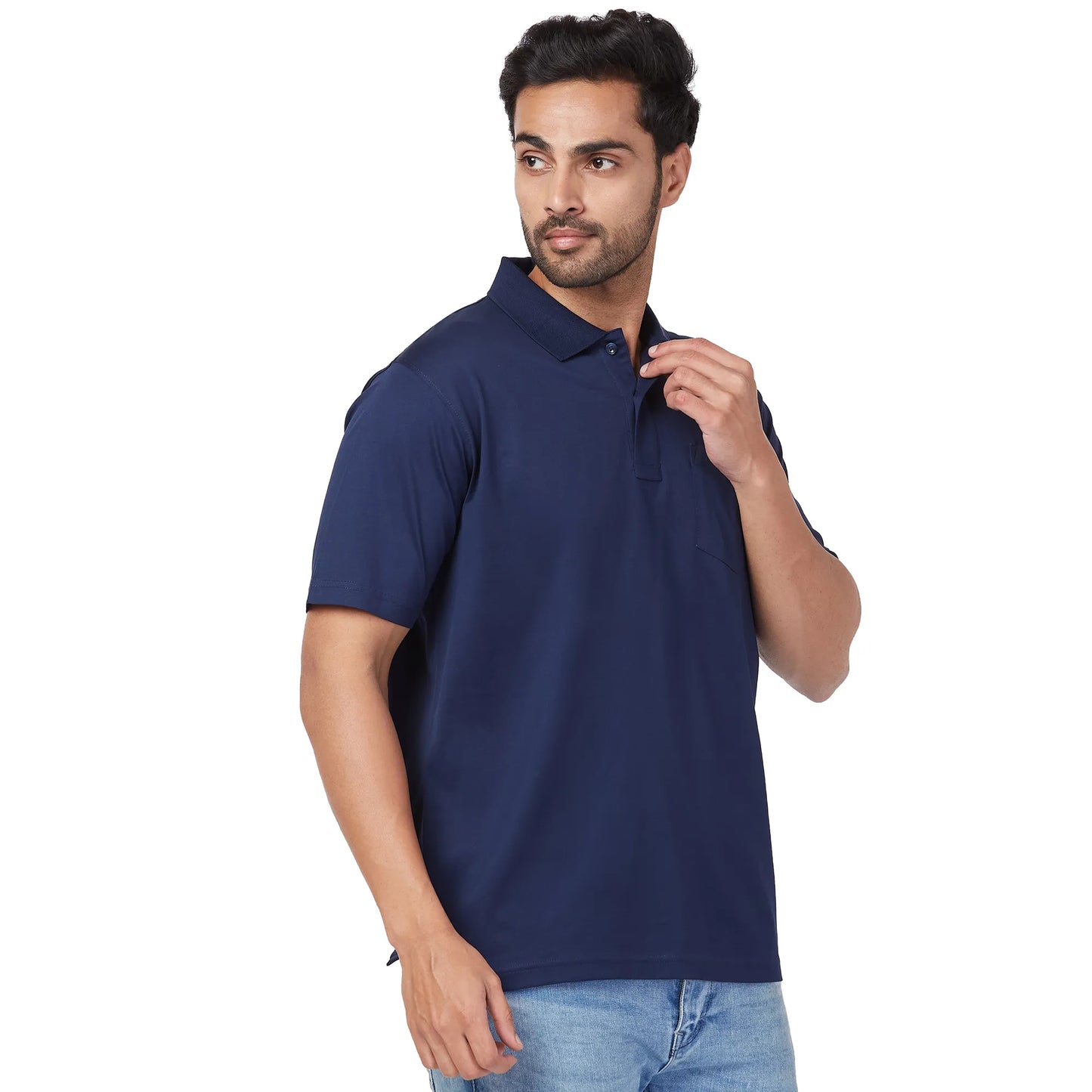 ColorPlus Men Orange Solid Comfort Fit Cotton Half Sleeve T-Shirt