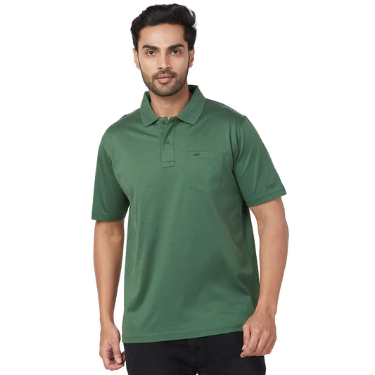 ColorPlus Men Red Solid Comfort Fit Cotton Half Sleeve T-Shirt