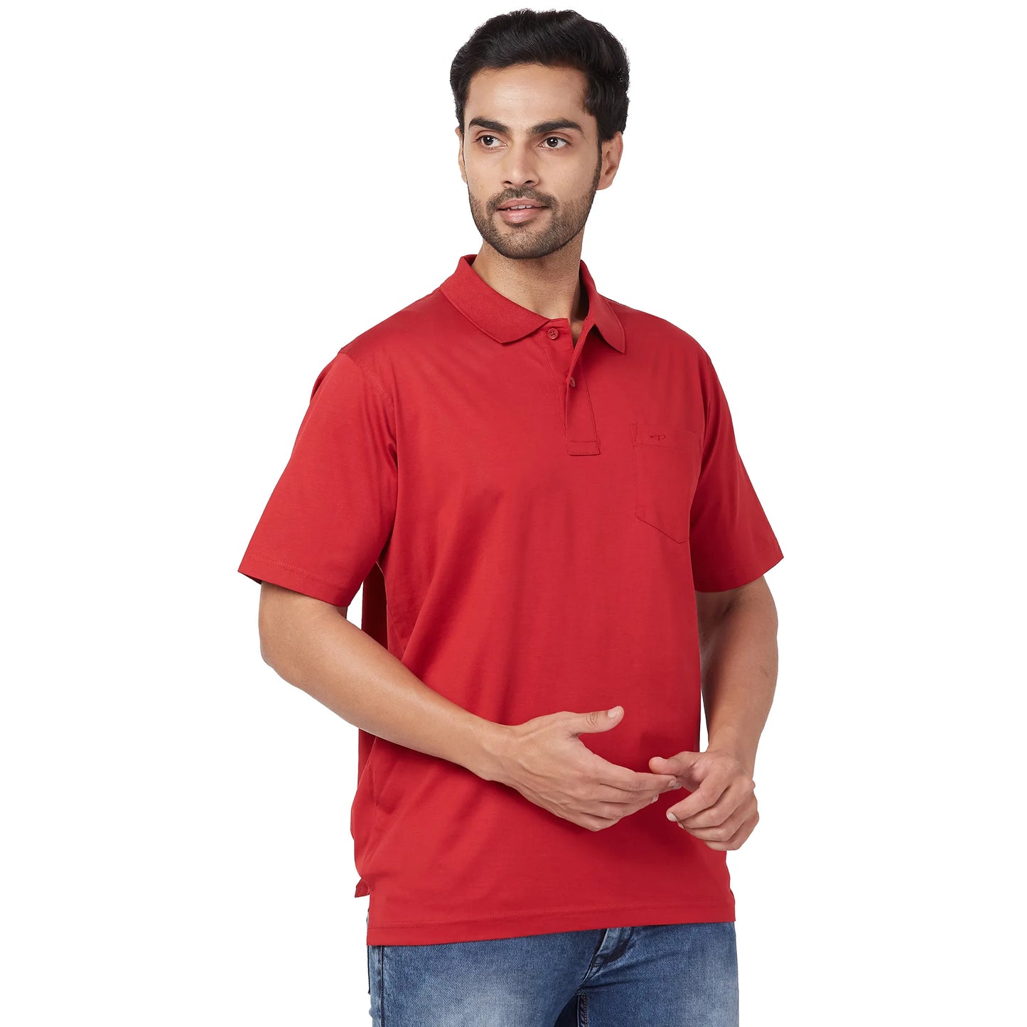 ColorPlus Men Blue Print Comfort Fit Cotton Half Sleeve T-Shirt