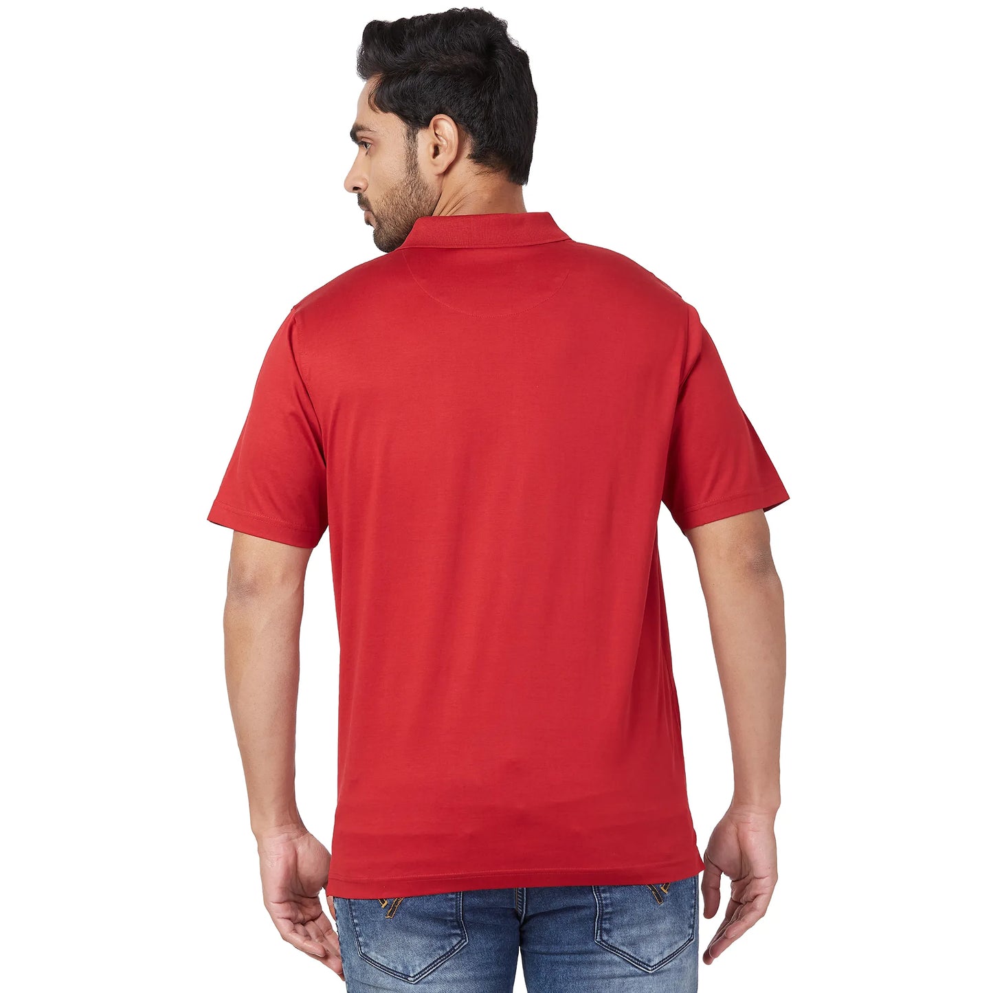 ColorPlus Men Blue Print Comfort Fit Cotton Half Sleeve T-Shirt