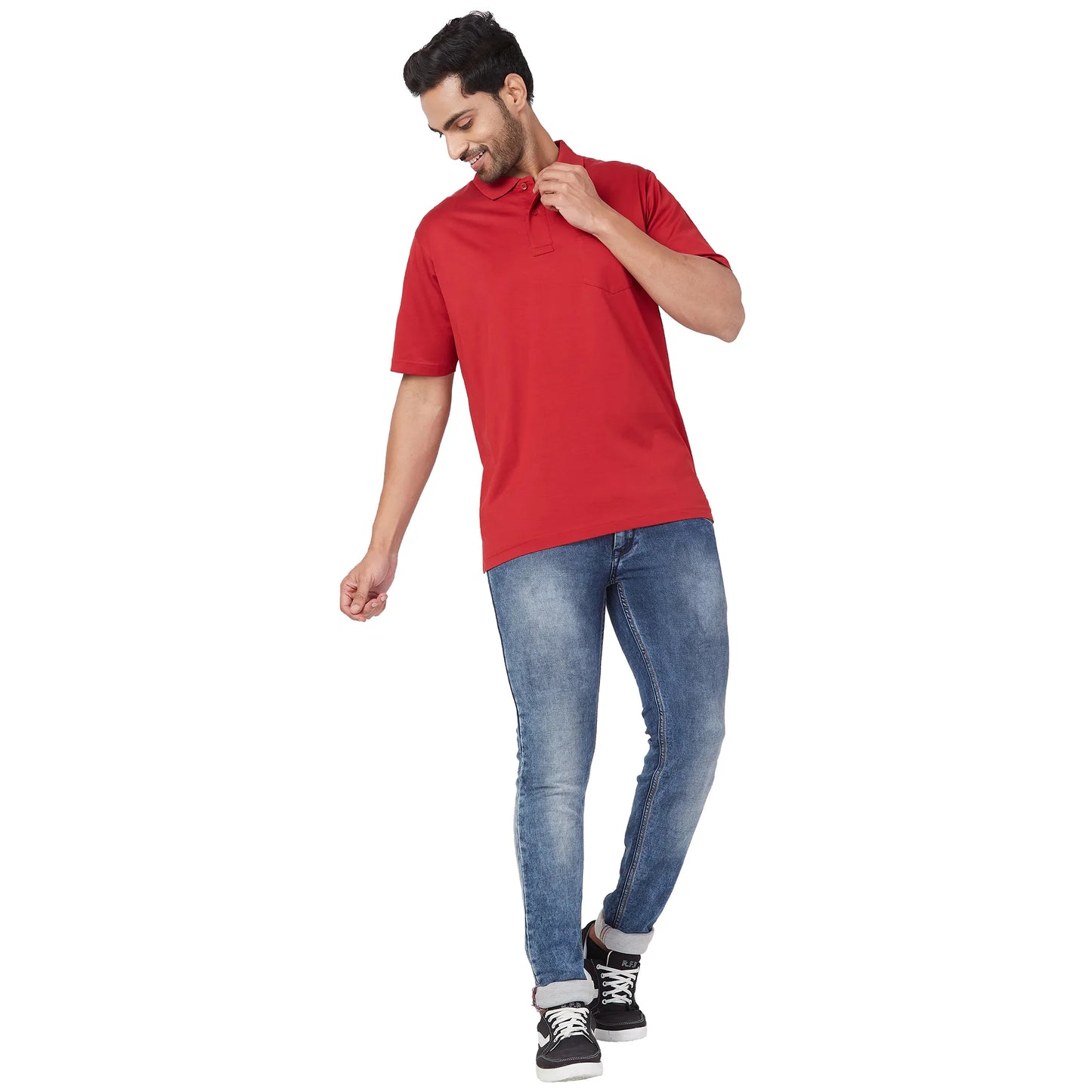 ColorPlus Men Blue Print Comfort Fit Cotton Half Sleeve T-Shirt