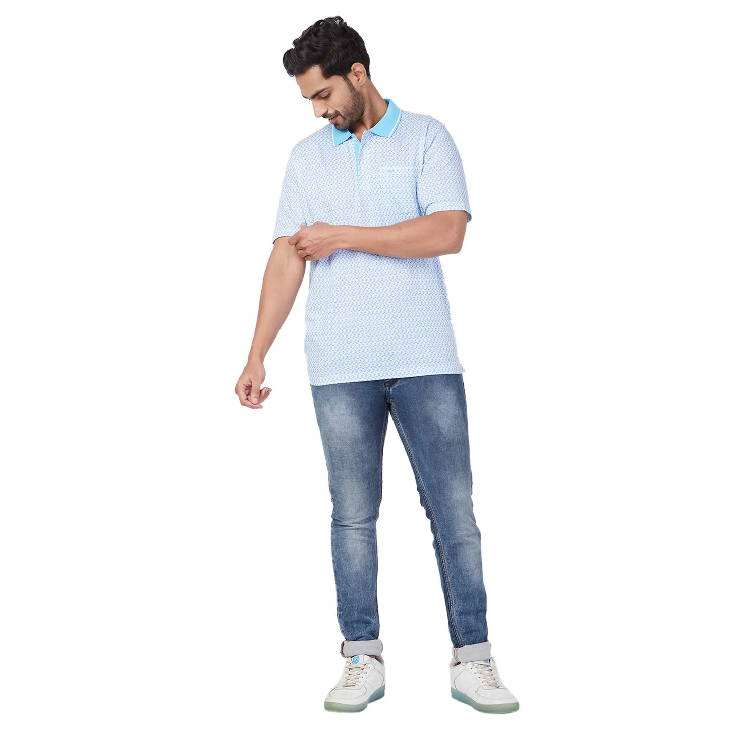 ColorPlus Men Orange Print Comfort Fit Cotton Half Sleeve T-Shirt