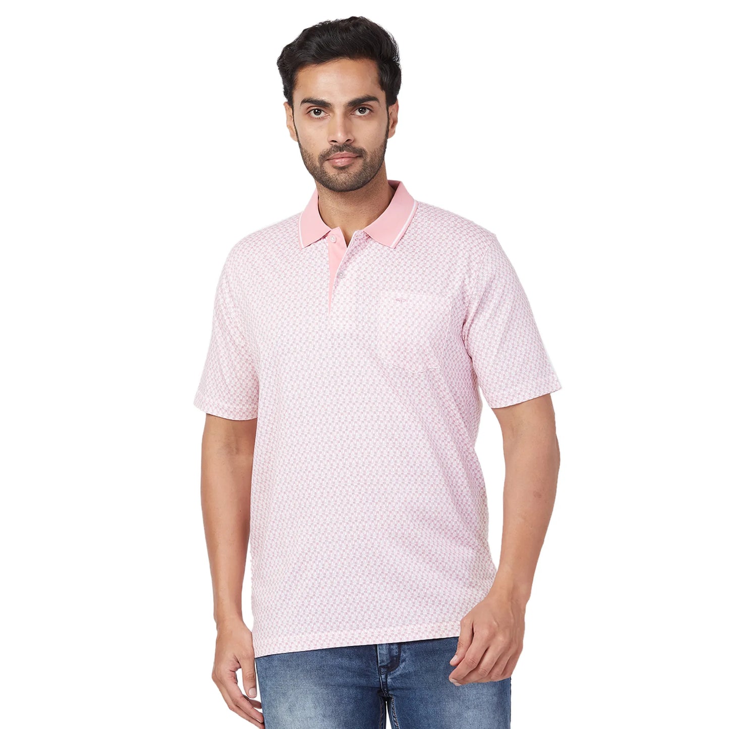ColorPlus Men Violet Print Comfort Fit Cotton Half Sleeve T-Shirt
