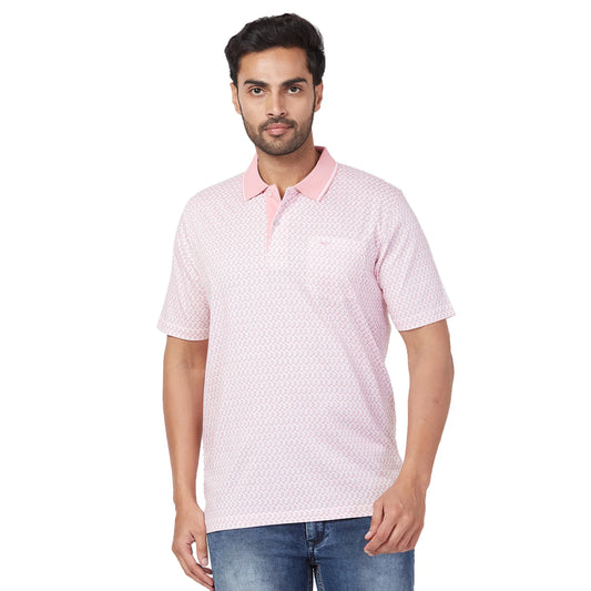 ColorPlus Men Violet Print Comfort Fit Cotton Half Sleeve T-Shirt