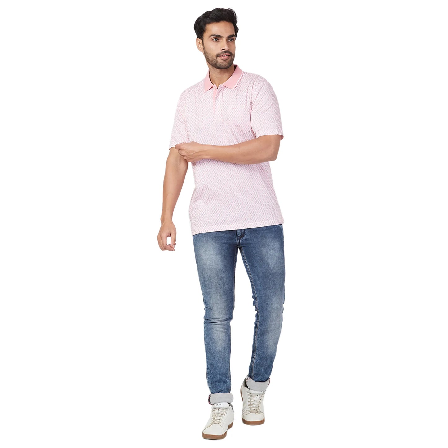 ColorPlus Men Violet Print Comfort Fit Cotton Half Sleeve T-Shirt