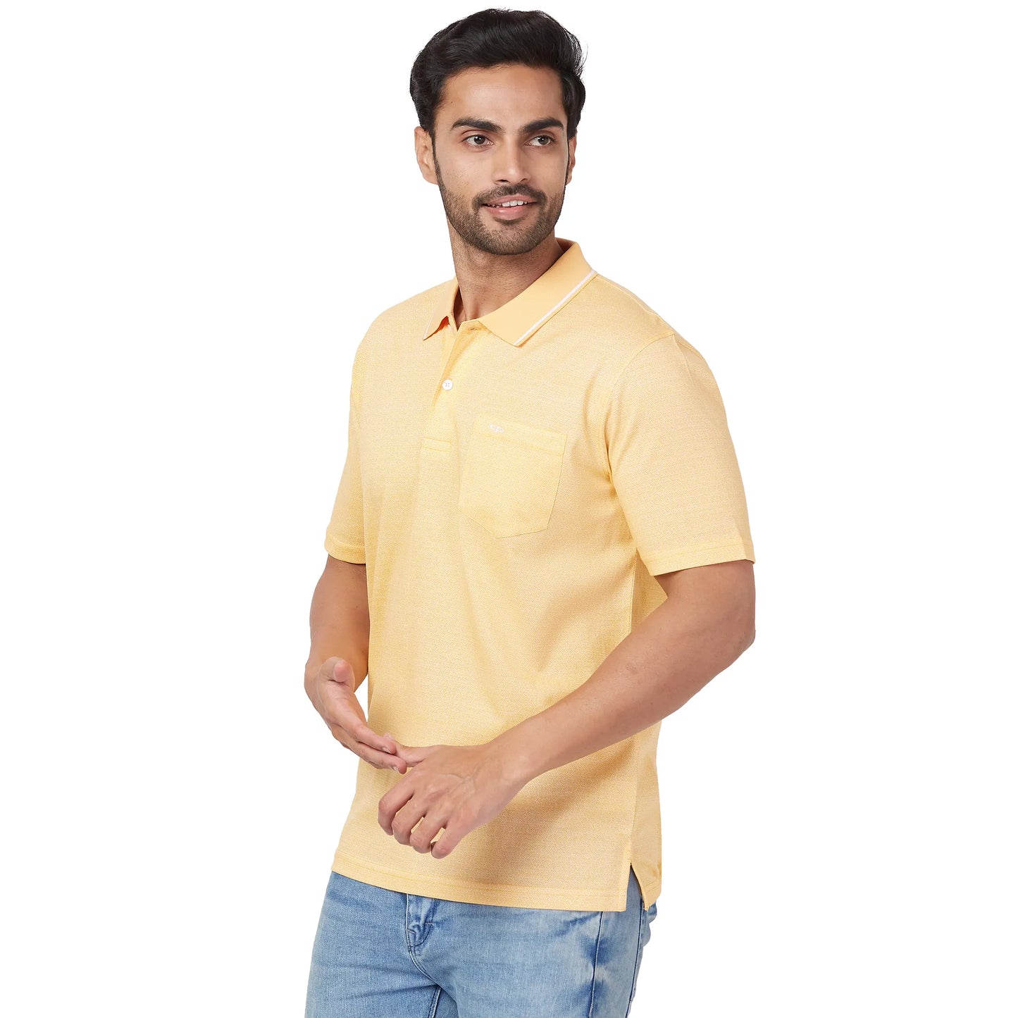 ColorPlus Men Blue Print Comfort Fit Cotton Half Sleeve T-Shirt