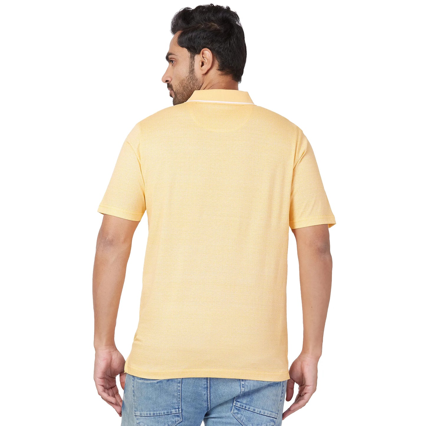 ColorPlus Men Blue Print Comfort Fit Cotton Half Sleeve T-Shirt