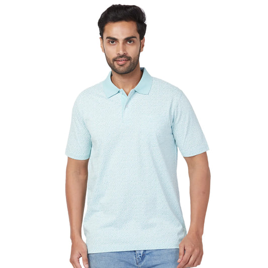 ColorPlus Men Navy Print Comfort Fit Cotton Half Sleeve T-Shirt