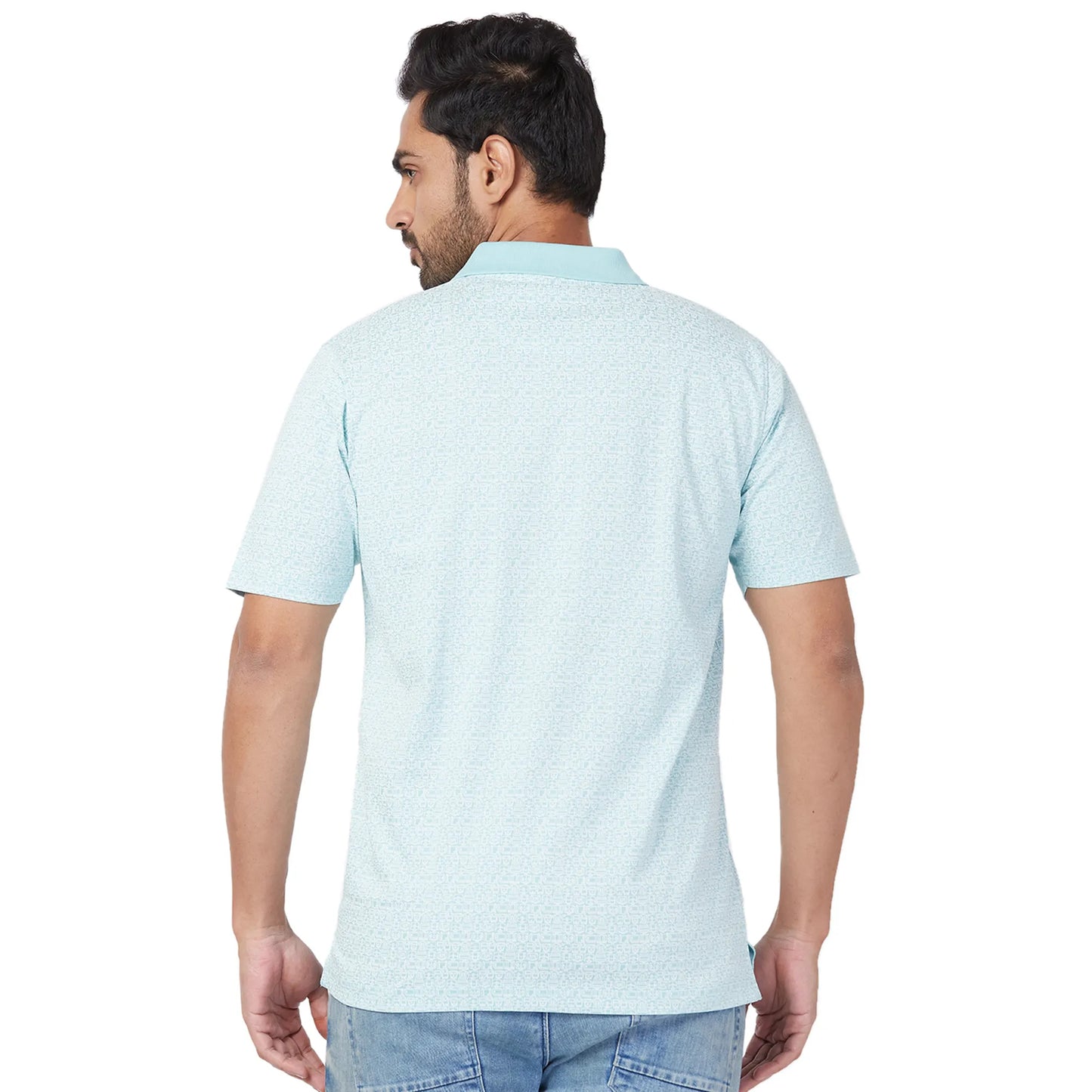 ColorPlus Men Navy Print Comfort Fit Cotton Half Sleeve T-Shirt