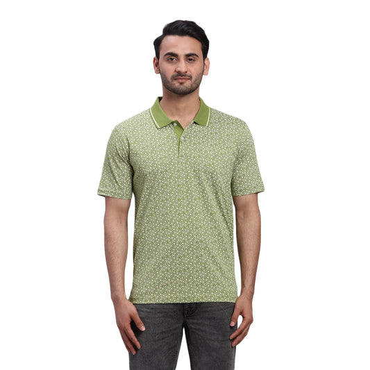 ColorPlus Men Green Solid Regular Fit Cotton Half Sleeve T-Shirt
