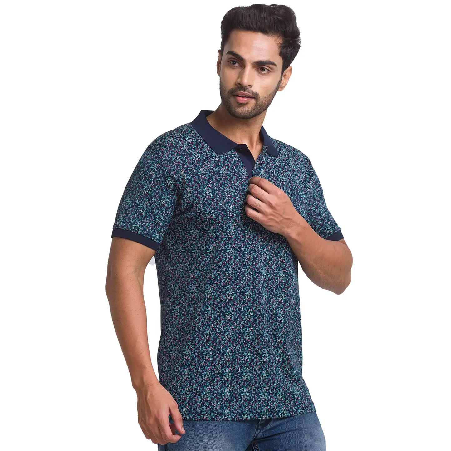 Men Tailored Fit Dark Blue Polo