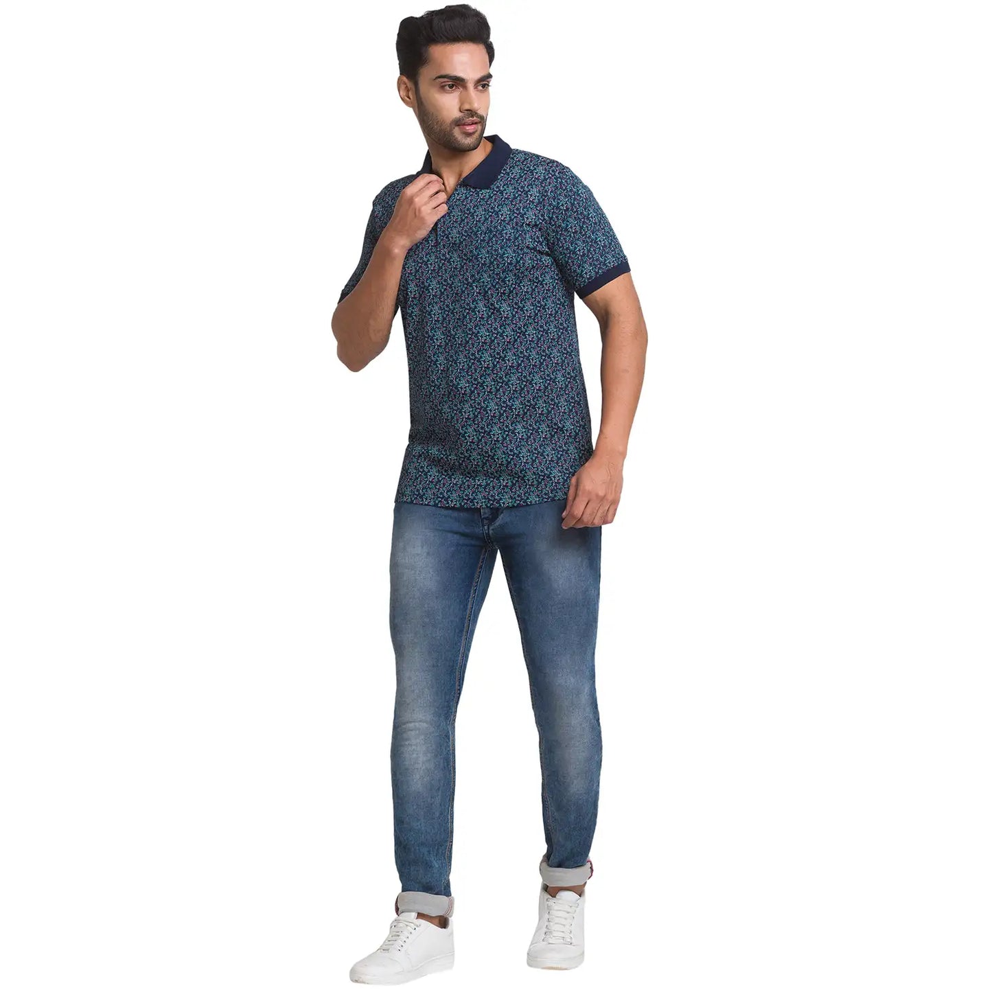 Men Tailored Fit Dark Blue Polo