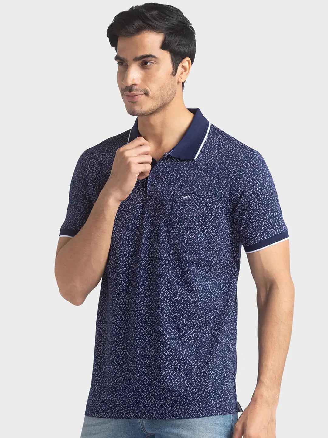 Men Tailored Fit Dark Blue Polo