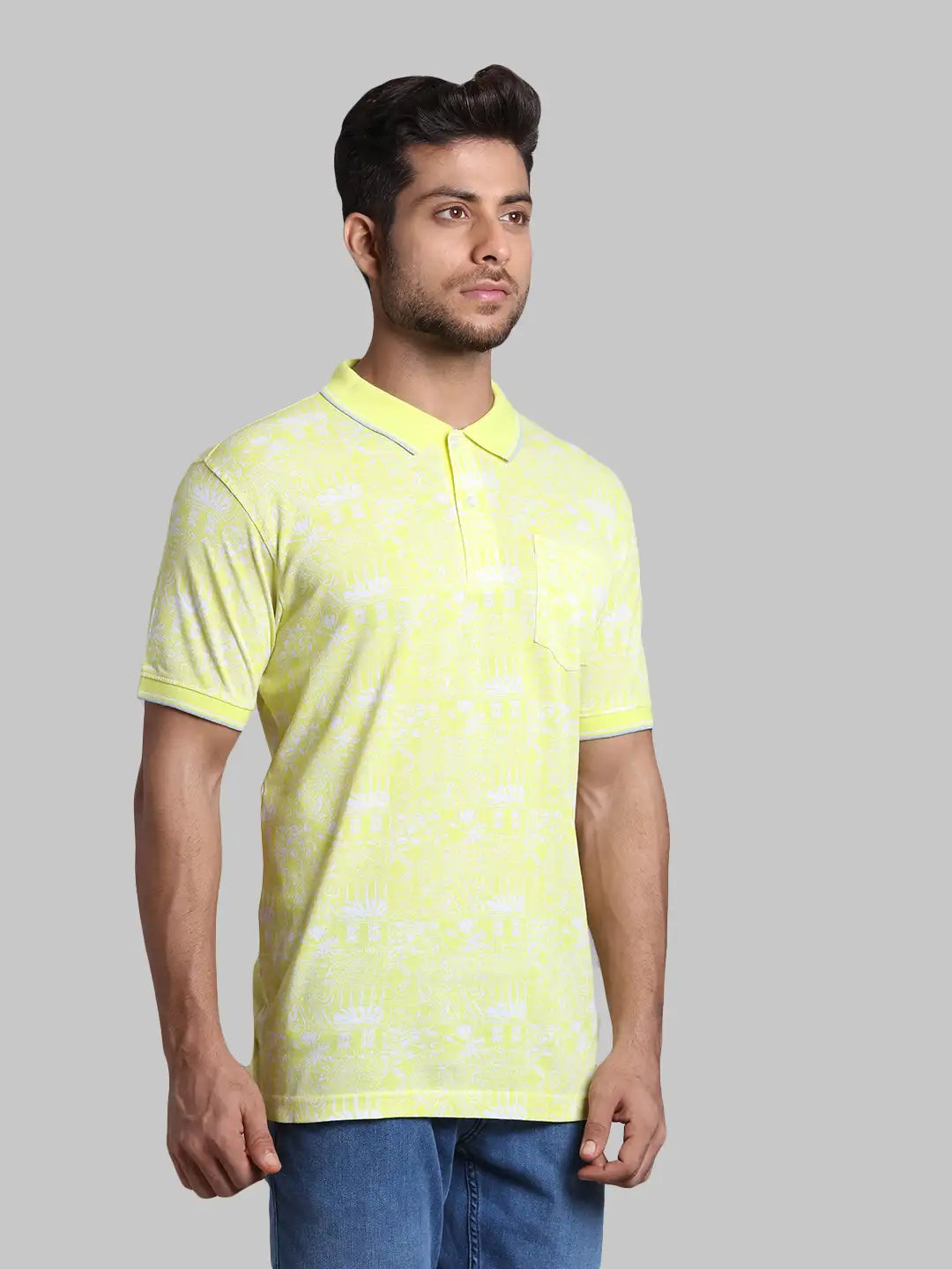 Casual Slim Fit Yellow T-Shirt