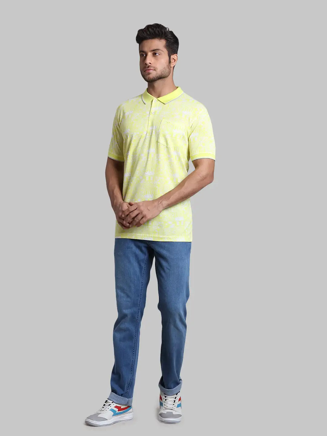 Casual Slim Fit Yellow T-Shirt