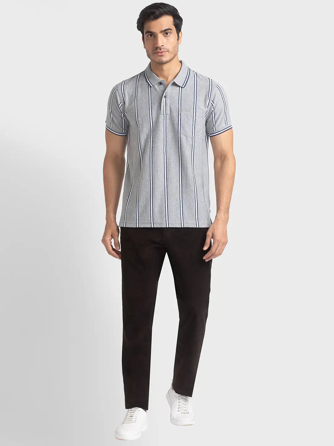 Men Tailored Fit Black Polo