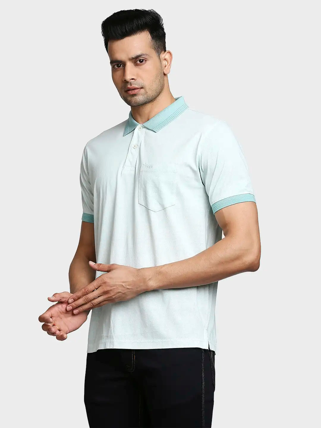 Men Tailored Fit Navy Polo