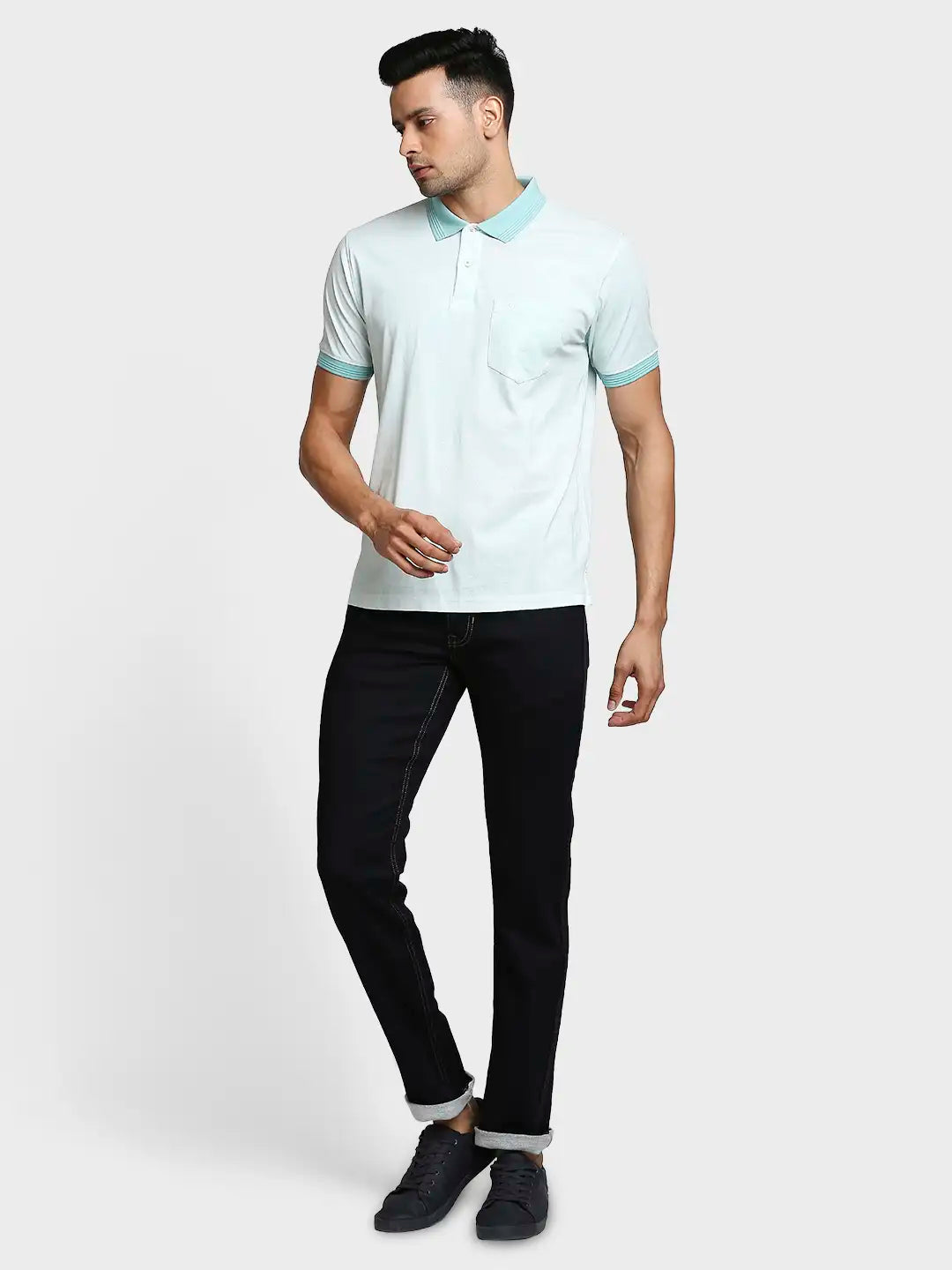 Men Tailored Fit Navy Polo