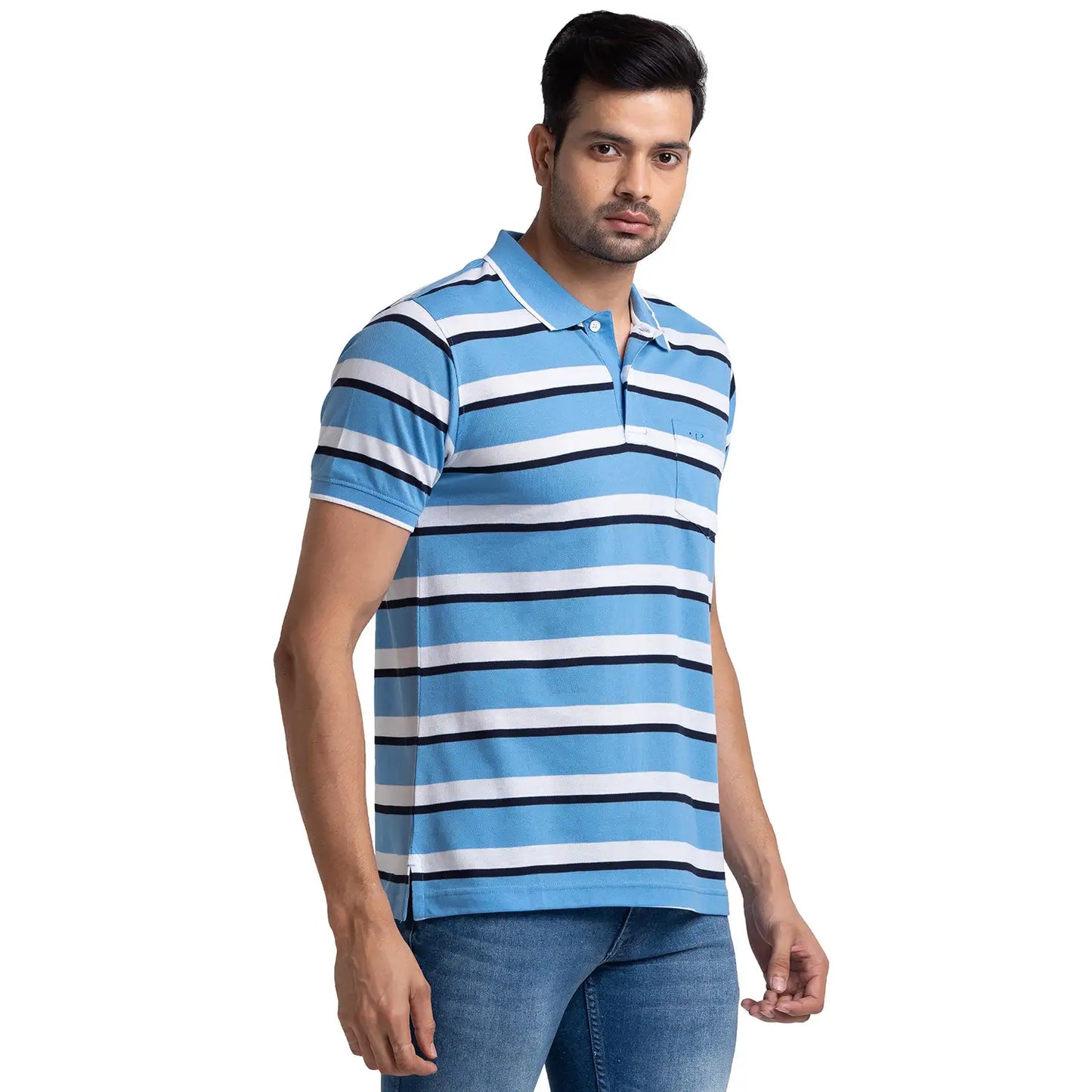 Men Tailored Fit Blue Polo