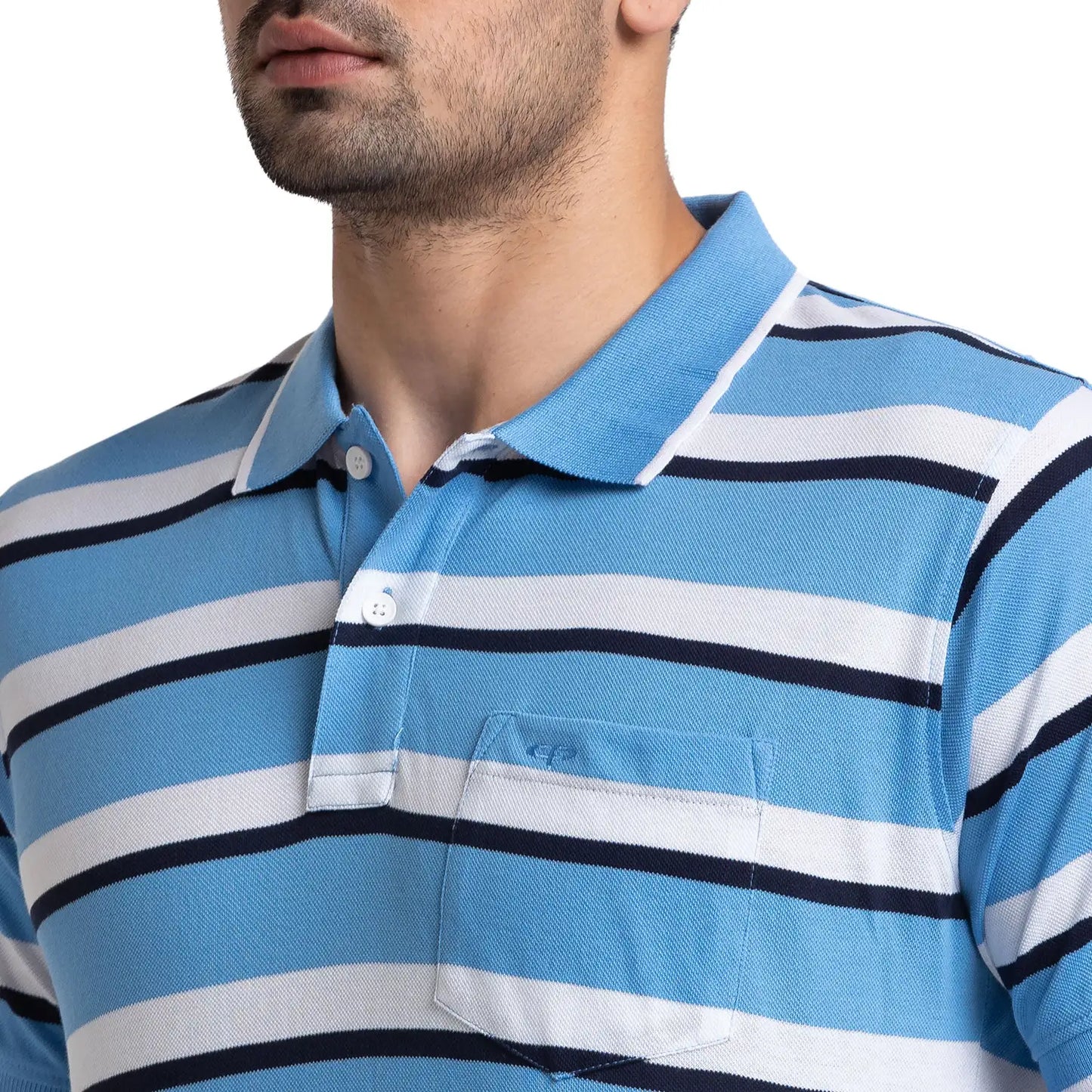 Men Tailored Fit Blue Polo